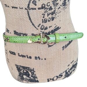 I.B. Belt Company light  Green Snakeskin Belt Gold Buckle Accent preloved M‎